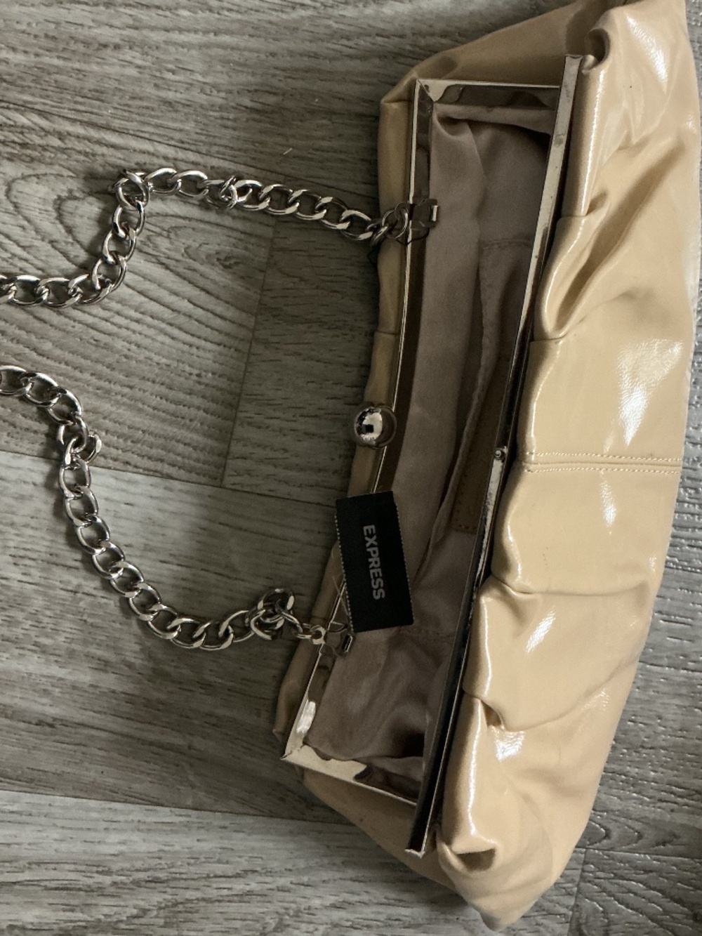 Express Y2K purse clutch new with tags beige faux leather